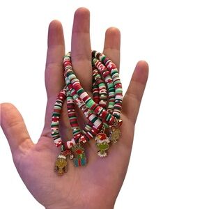 Christmas Clay Beaded Bracelets The Grinch Set of 4